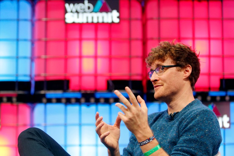 Web Summit's co-founder Paddy Cosgrave gestures during an interview with Reuters on the day of the inauguration of Web Summit, Europe's biggest tech conference, in Lisbon, Portugal, November 5, 2018. REUTERS/Pedro Nunes