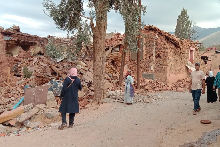 دور ضيافة ومساكن ومحلات تجارية أسقطها زلزال الحوز في ويكران/ المصدر: الجزيرة