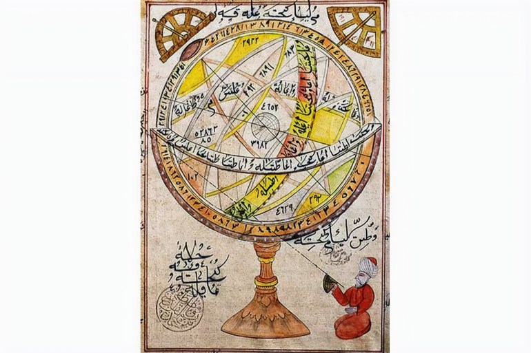 ***للاستخدامالداخلي فقط*** Othoman miniature of an Armillary sphere (16th century). Istanbul University Library المصدر:حساب فليكر الخاص بـ PierreLOND الرابط: https://www.flickr.com/photos/47254367@N02/4332347962/in/photostream/