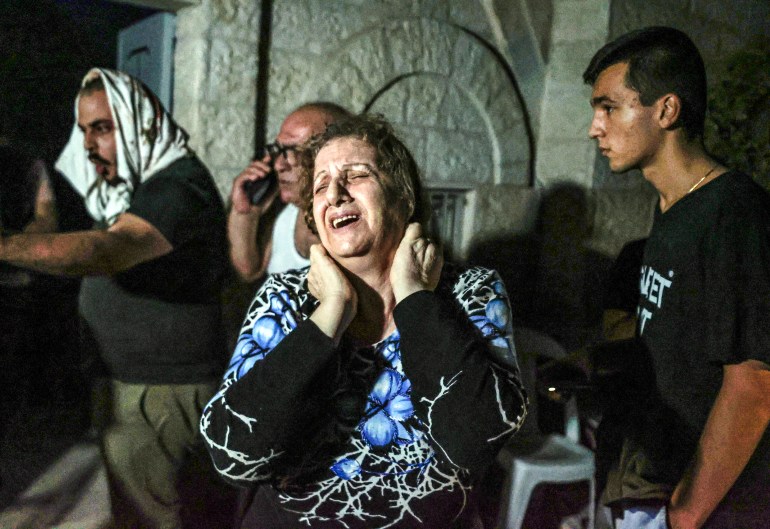 GAZA CITY, GAZA - OCTOBER 20: A woman cries at the Greek Orthodox Church after an Israeli attack in Gaza City, Gaza on October 20, 2023. At least two women have been killed and many other people have been injured in the attack, the Palestinian news agency WAFA said Thursday. ( Ali Jadallah - Anadolu Agency )