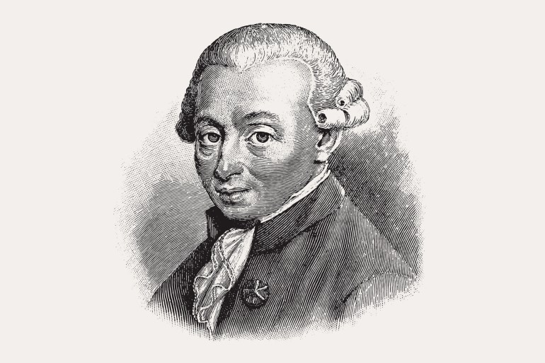 vectorized old engraving of Immanuel Kant, engraving is from Meyers Lexicon published 1914 - Leipzig, Deutschland