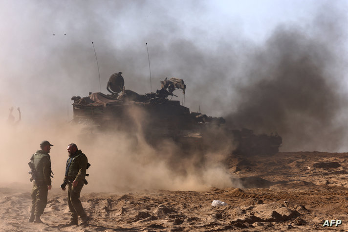 Israeli forces are deployed on the border with Gaza in southern Israel on November 5, 2023, amid the ongoing battles between…