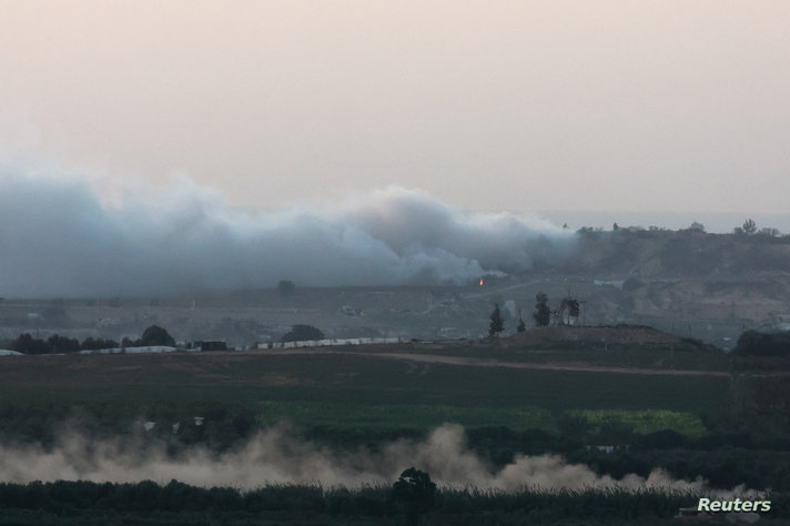 Smoke rises from northern Gaza Strip