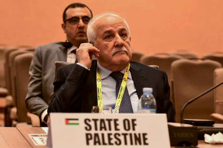 Palestinian U.N. envoy Riyad H. Mansour attends the 19th Non-Aligned Movement (NAM) Summit in the Munyonyo suburb, in Kampala, Uganda January 15, 2024. REUTERS/Abubaker Lubowa