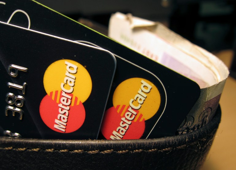 MasterCard credit cards are seen in this illustrative photograph taken in London