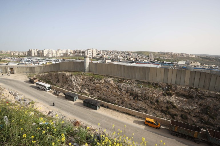 JERUSALEM - APRIL 7: Palestinians in West Bank's Ramallah cross the Qalandia Checkpoint to react Al-Aqsa Mosque Complex in Jerusalem to perform the third Friday prayer of holy Islamic month of Ramadan on April 7, 2023. (Photo by Issam Rimawi/Anadolu Agency via Getty Images)