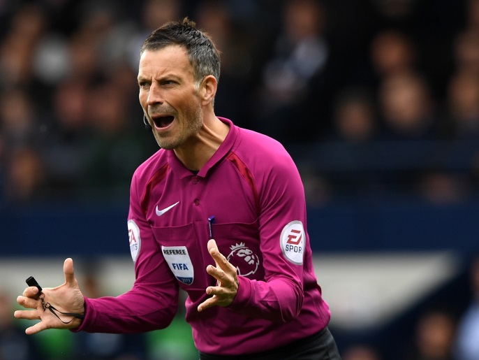 WEST BROMWICH, ENGLAND - APRIL 29: Referee, Mark Clattenburg reacts the Premier League match between West Bromwich Albion and Leicester City at The Hawthorns on April 29, 2017 in West Bromwich, England. (Photo by Shaun Botterill/Getty Images)