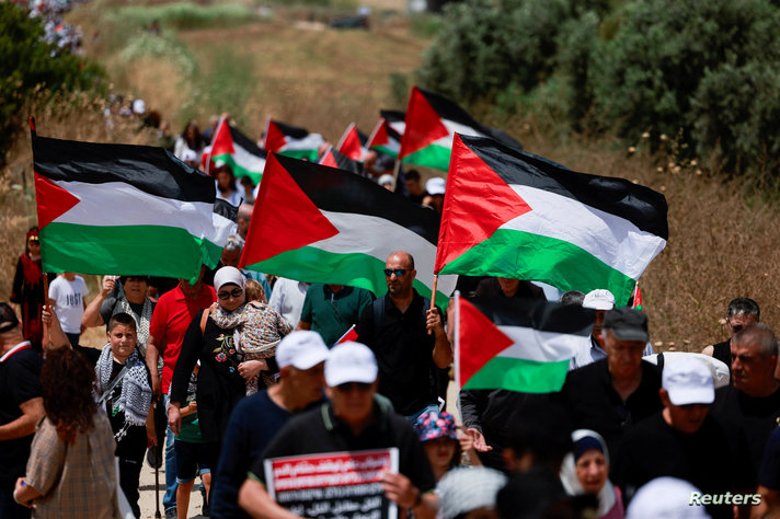 Palestinians living in Israel mark the 76th anniversary of the Nakba, near Haifa