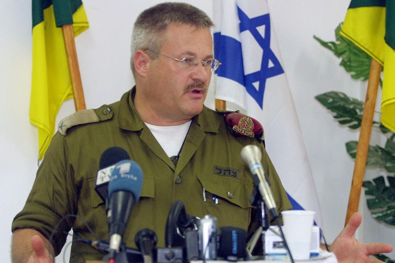 Brigadier-General Yisrael Ziv, commander of Israeli forces in Gaza, speaks at a news conference in Gaza September 3, 2002. Ziv said Palestinian militants were capable of undermining a security deal meant to curb violence because of widespread Palestinian disenchantment with Yasser Arafat rule. Ziv said he lamented army killings of Palestinian civilians, which stirred new militant vows of vengeance with popular resonance, and such mistake should not happen. Israel has begun a high-level military inquiry into weekend operations that killed 11 Palestinians. REUTERS/Tsafrir Abayov HL/JDP