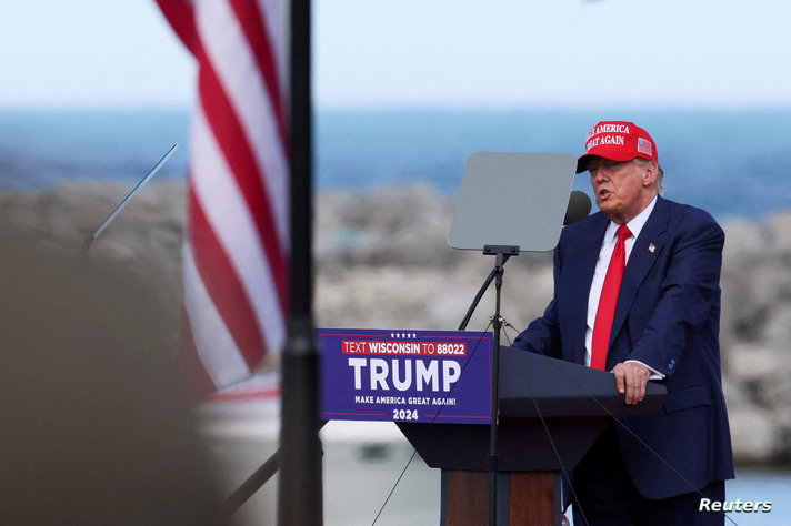 FILE PHOTO: Former U.S. President and Republican presidential candidate Trump holds a campaign event, in Racine