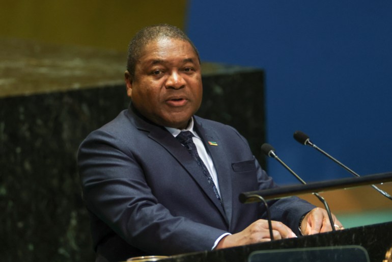 Mozambique President Filipe Jacinto Nyusi addresses the "Summit of the Future" in the General Assembly Hall of the United Nations Headquarters in New York City, U.S., September 22, 2024. REUTERS/Caitlin Ochs