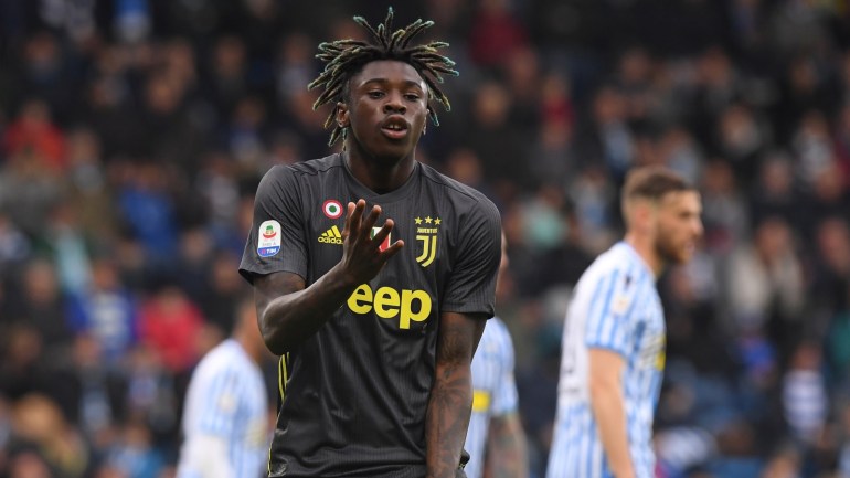 Soccer Football - Serie A - SPAL v Juventus - Paolo Mazza, Ferrara, Italy - April 13, 2019 Juventus' Moise Kean celebrates scoring their first goal REUTERS/Alberto Lingria