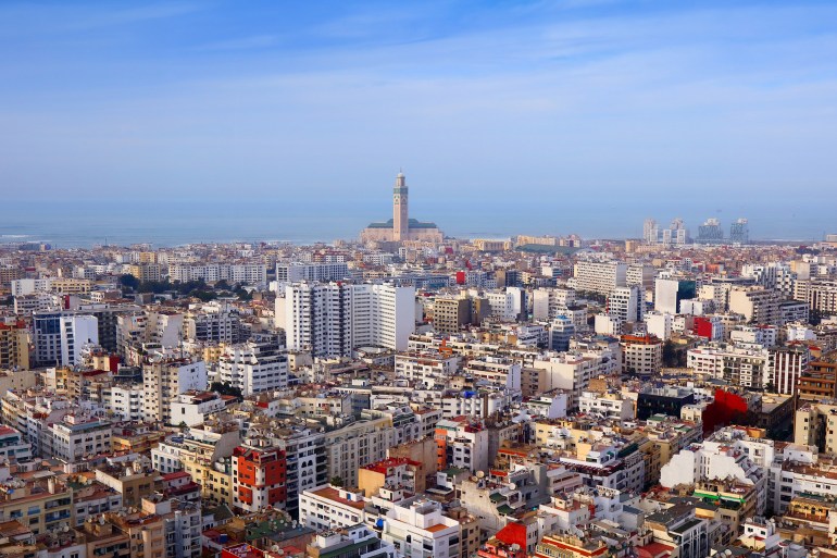 Casablanca, biggest city in Morocco. Cityscape of downtown Casablanca.