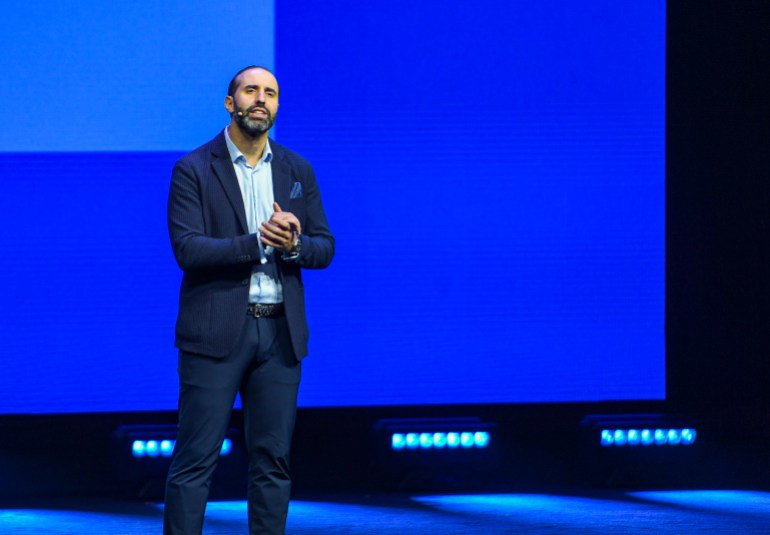 Google Cloud Qatar Country Manager, Ghassan Kosta speaks during the launching event of Google Cloud region in Doha at Qatar National Convention Centre in Doha, Qatar, 22 May 2023.Google Cloud expanded its products and services for the first time in the GCC market, aiming to build innovative solutions for customers based in the Middle East and North Africa (MENA) region. (Photo by Noushad Thekkayil/NurPhoto via Getty Images)