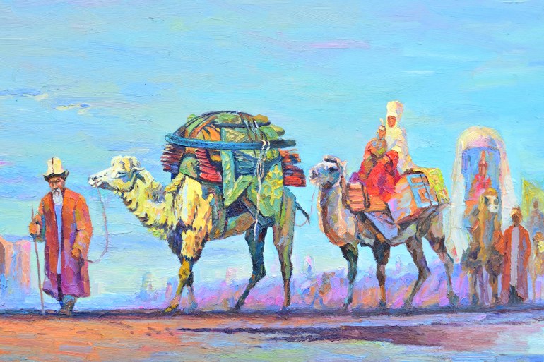 صور من التاريخ الإسلامي - تراث Samarkand city oil painting