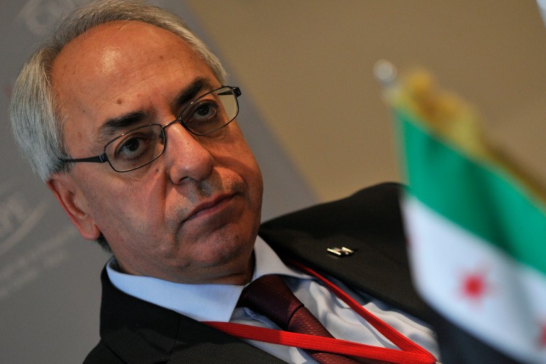 Abdulbaset Sieda, president of the Syrian National Council, the SNC speaks at a press conference in Paris. The SNC is a coalition of Syrian opposition groups opposed to President Bashar al-Assad. Photo by John van Hasselt (Photo by John van Hasselt/Corbis via Getty Images)