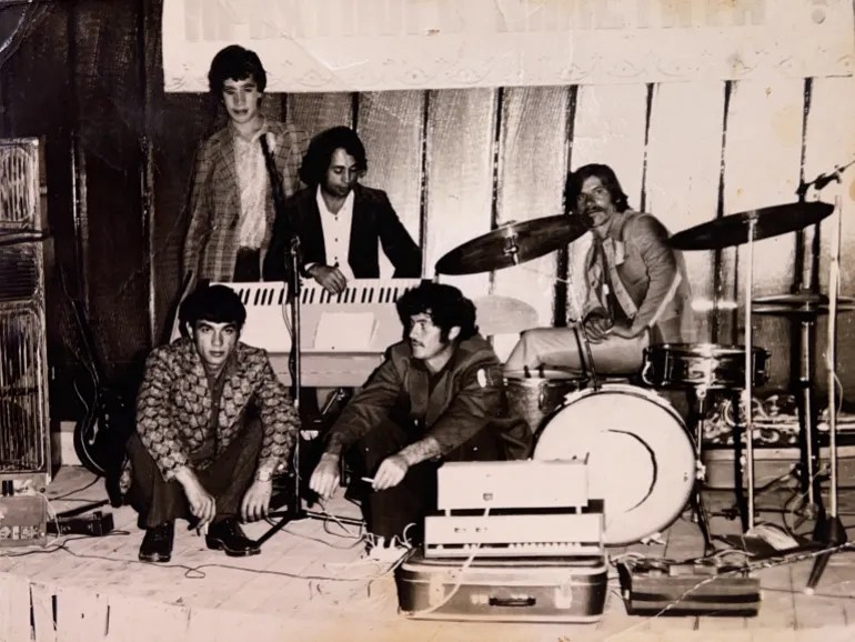 The jazz band Minarets of Nessef was formed in 1977. The group’s founder, Enver Mustafayev (far right, the drummer), was an ethnic Tatar and politically active during the height of the Crimean independence movement [File: Photo courtesy of Ostinato Records]