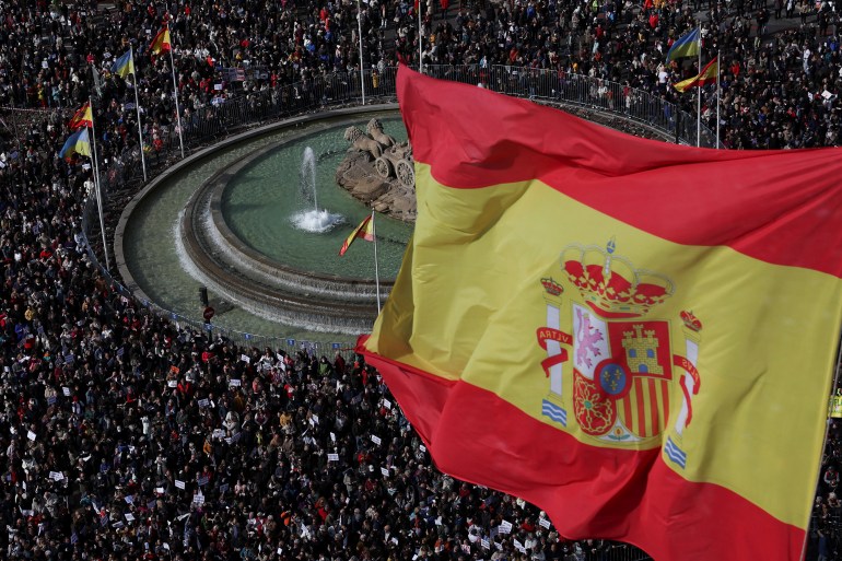 Primary health workers and residents protest against the public health care policy of the Madrid regional government, which they say is destroying primary care, in Madrid